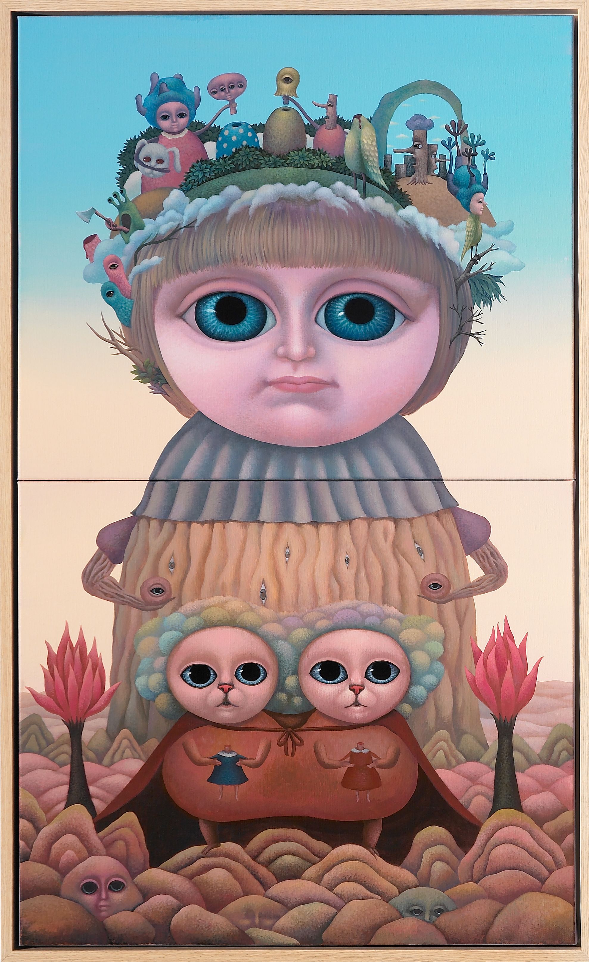 換頭樹妖與彩色泡泡連體獅的小布偶