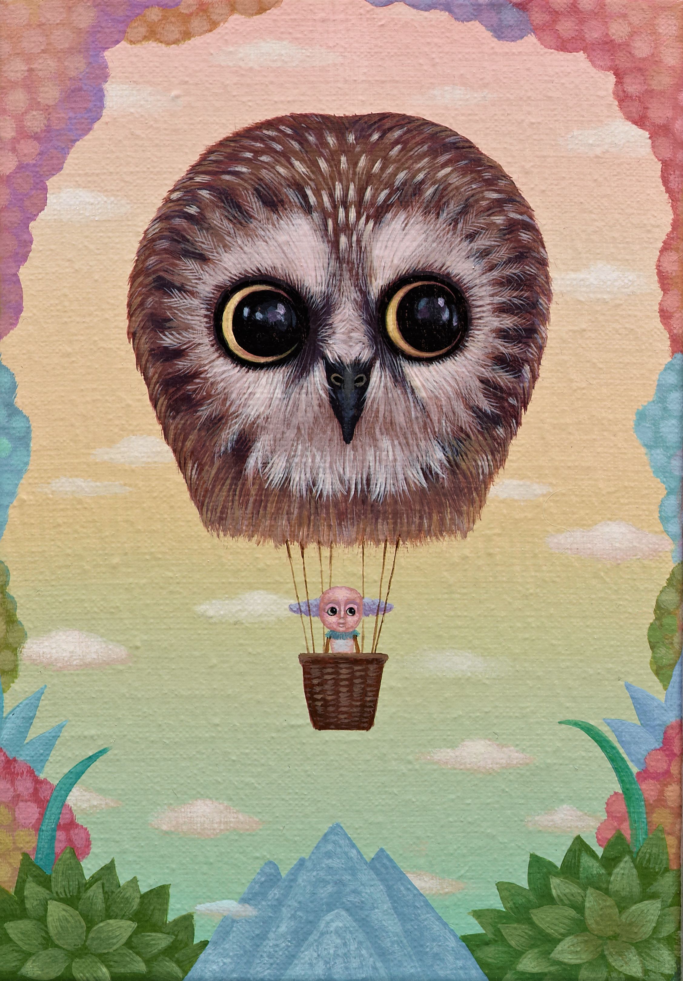 左瞪的貓頭鷹熱氣球