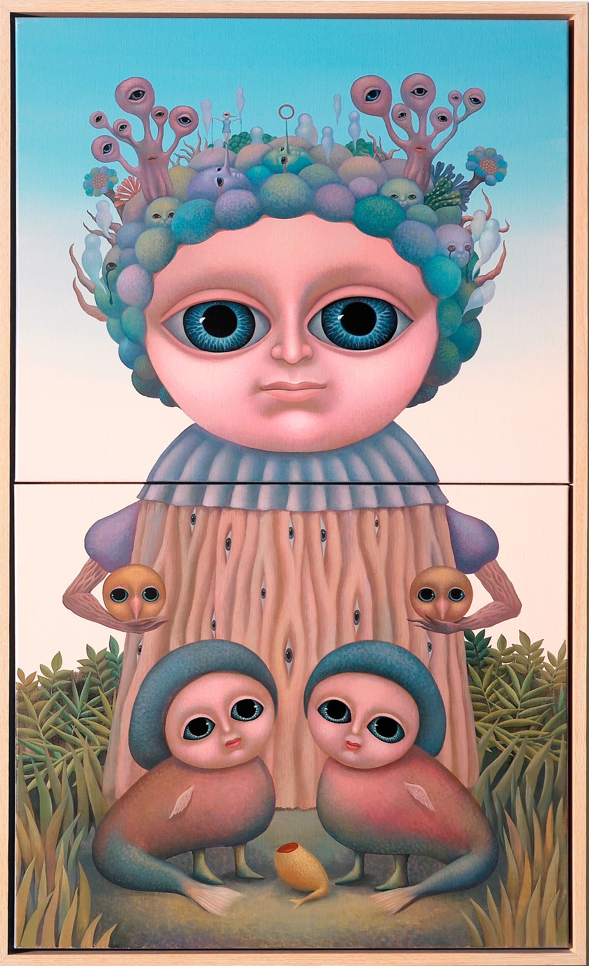 彩色泡泡頭樹妖與小黃鳥的哀悼遊戲